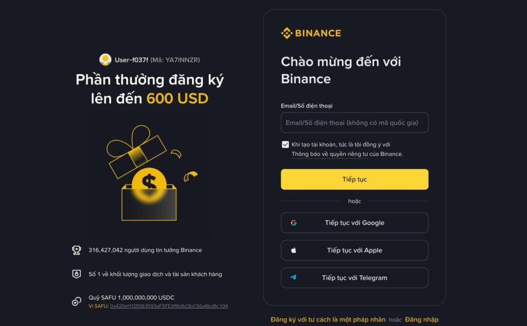 Hướng dẫn đăng ký tài khoản sàn Binance.com